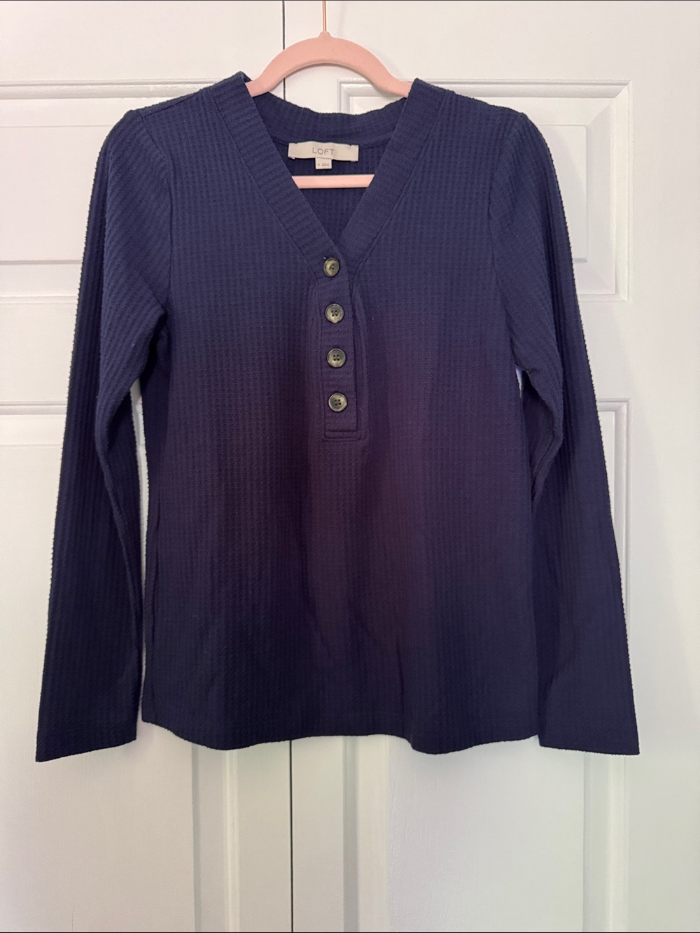 Women’s Loft waffle weave henley top